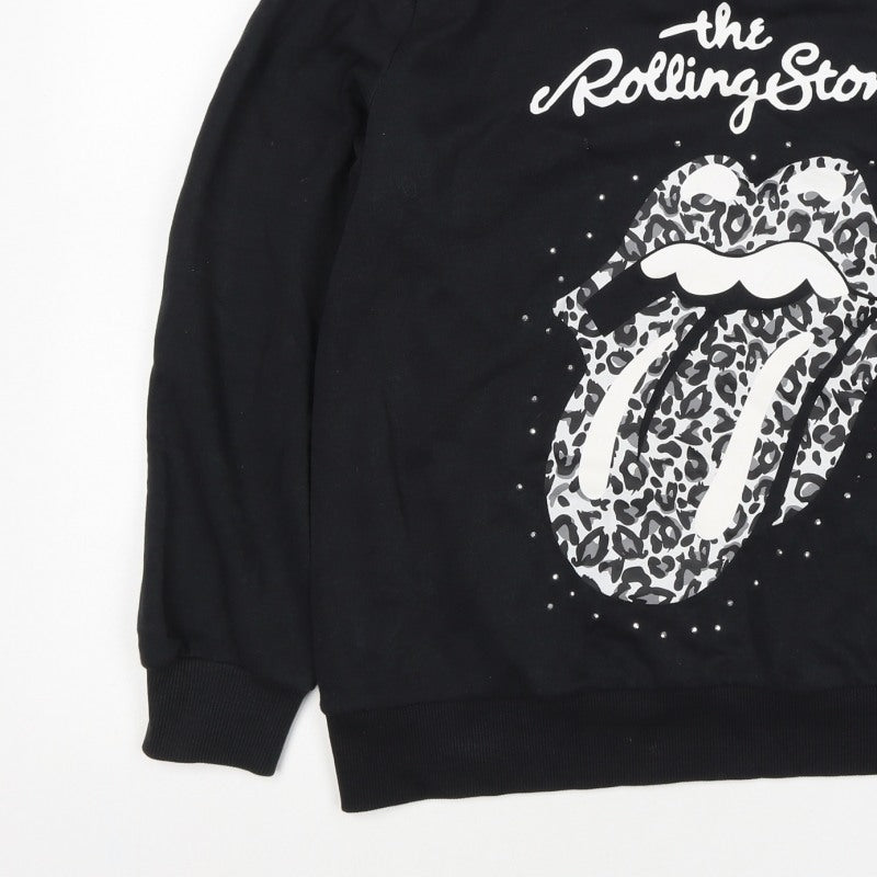 Additional view of The Rolling Stones Women’s Black, size UK 16, Leopard Logo Sweatshirt