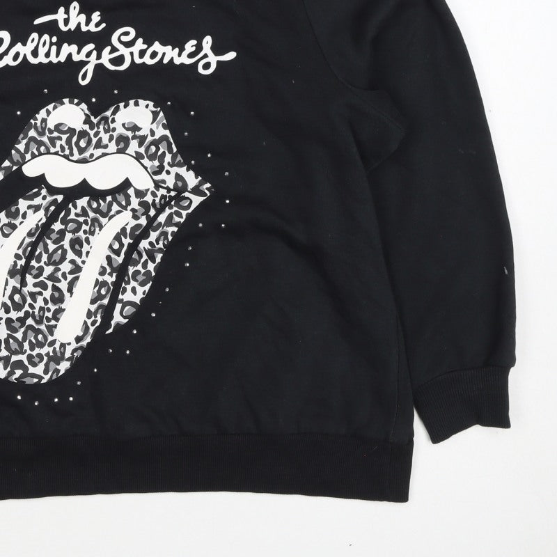 Additional view of The Rolling Stones Women’s Black, size UK 16, Leopard Logo Sweatshirt