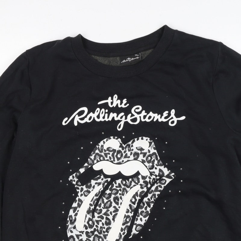 Additional view of The Rolling Stones Women’s Black, size UK 16, Leopard Logo Sweatshirt