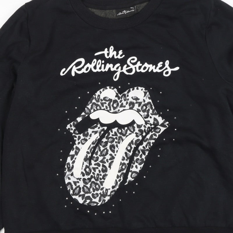 Additional view of The Rolling Stones Women’s Black, size UK 16, Leopard Logo Sweatshirt