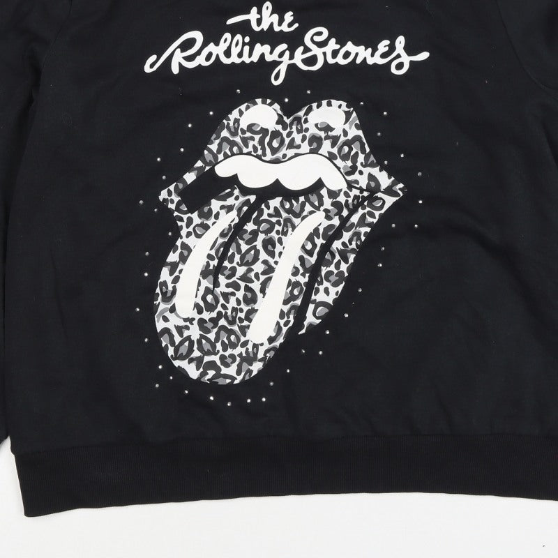 Additional view of The Rolling Stones Women’s Black, size UK 16, Leopard Logo Sweatshirt