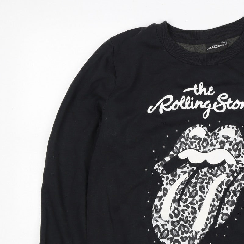 Additional view of The Rolling Stones Women’s Black, size UK 16, Leopard Logo Sweatshirt