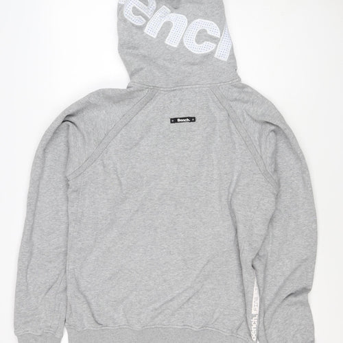 Bench Men's Grey Size S Full Zip Logo Hooded Fleece Hoodie