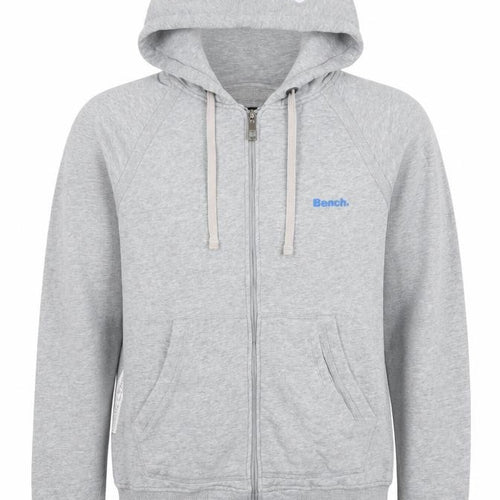 Bench Men's Grey Size S Full Zip Logo Hooded Fleece Hoodie