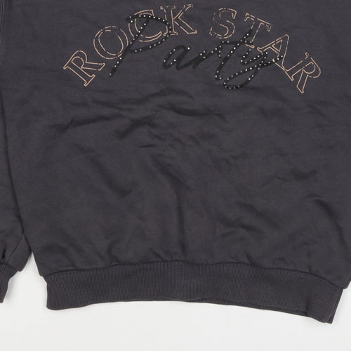 F&F Girls Black 12-13 Years Rock Star Party Rhinestone Sweatshirt