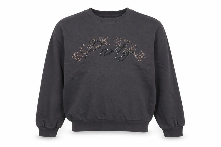 F&F Girls Black 12-13 Years Rock Star Party Rhinestone Sweatshirt