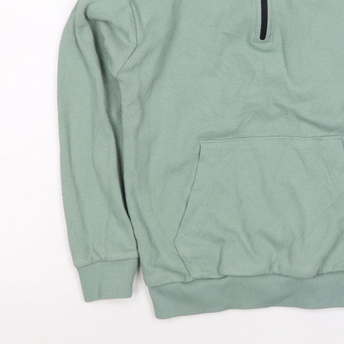 M&S Boys Green 7-8 Years Pullover 1/4 Zip Sweatshirt