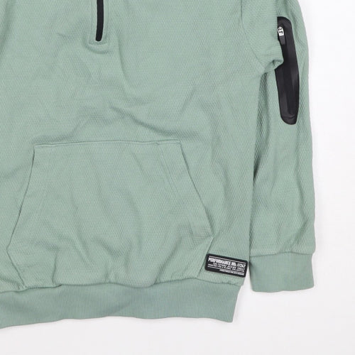 M&S Boys Green 7-8 Years Pullover 1/4 Zip Sweatshirt