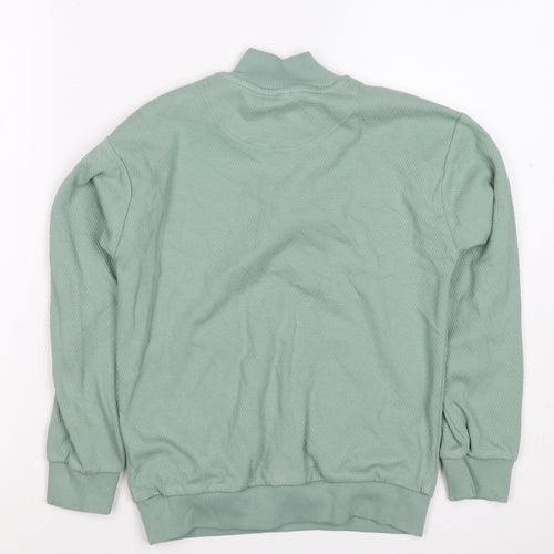 M&S Boys Green 7-8 Years Pullover 1/4 Zip Sweatshirt