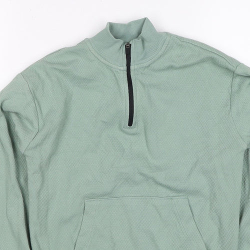 M&S Boys Green 7-8 Years Pullover 1/4 Zip Sweatshirt