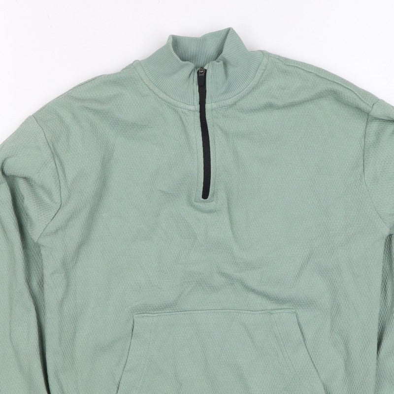 M&S Boys Green 7-8 Years Pullover 1/4 Zip Sweatshirt