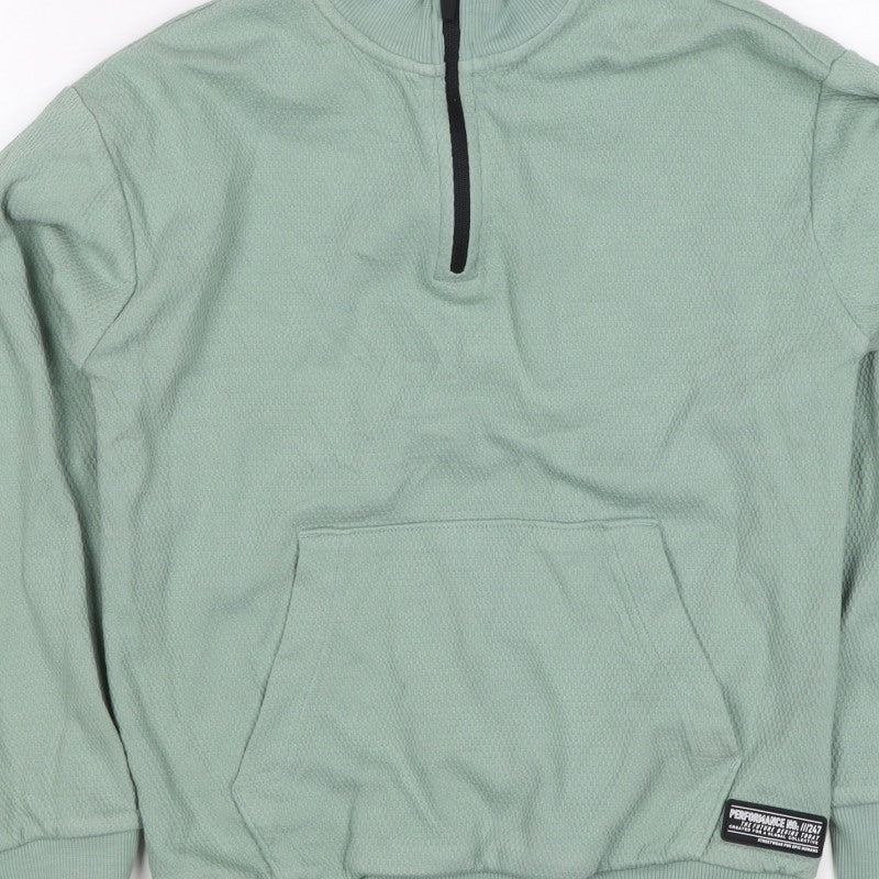 M&S Boys Green 7-8 Years Pullover 1/4 Zip Sweatshirt