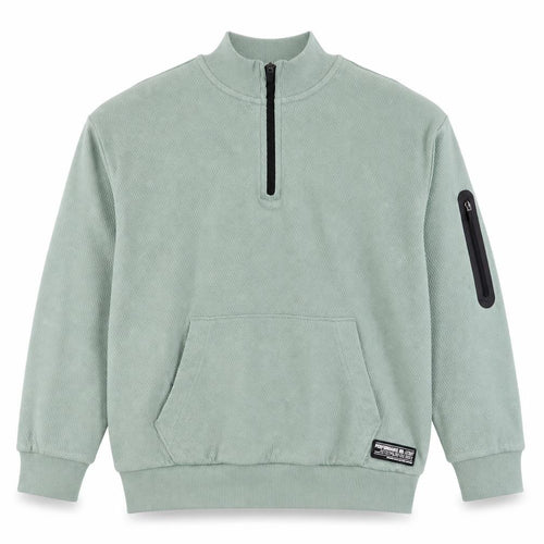 M&S Boys Green 7-8 Years Pullover 1/4 Zip Sweatshirt
