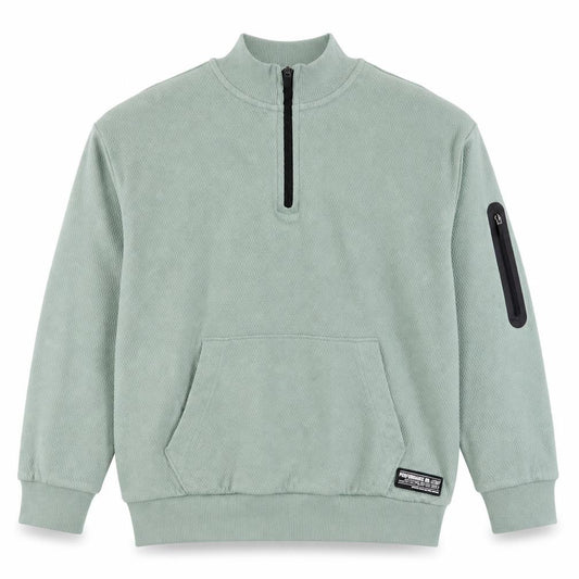 M&S Boys Green 7-8 Years Pullover 1/4 Zip Sweatshirt