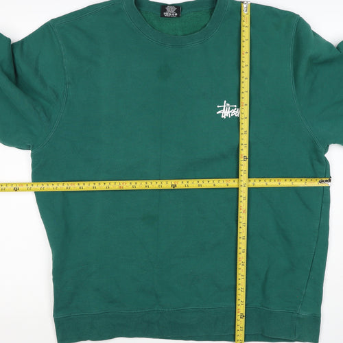 Stussy Men's Green L Pullover Logo Graphic Print Sweatshirt