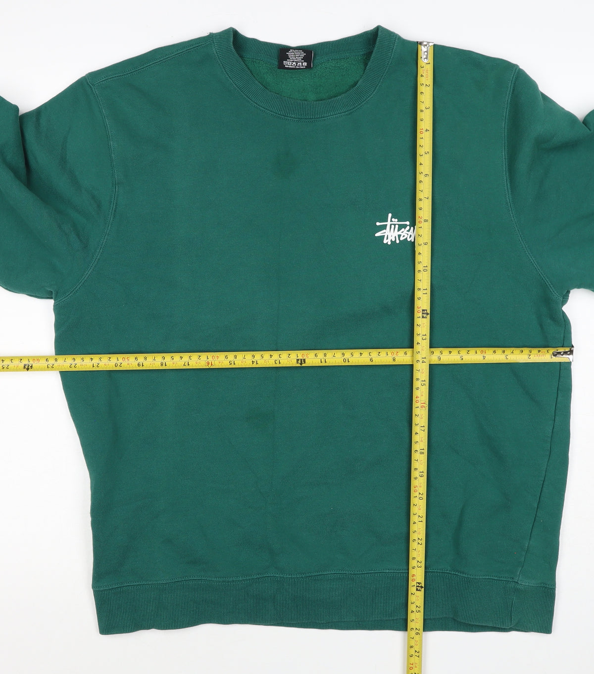 Stussy Men's Green L Pullover Logo Graphic Print Sweatshirt