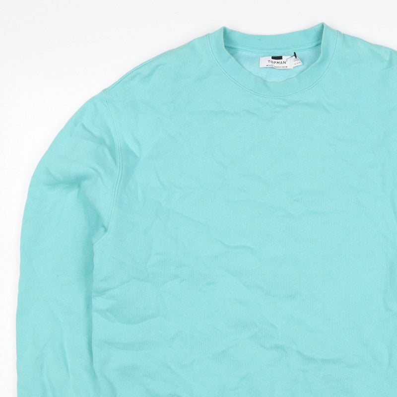 Additional view of Topman Men's Blue S Pullover Crew Neck Cotton Blend Sweatshirt