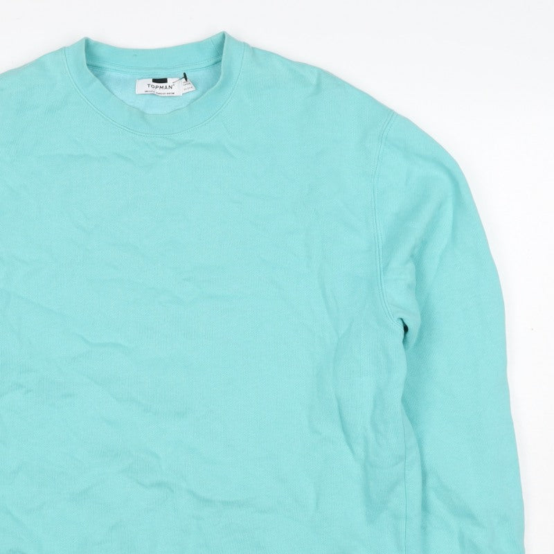 Additional view of Topman Men's Blue S Pullover Crew Neck Cotton Blend Sweatshirt