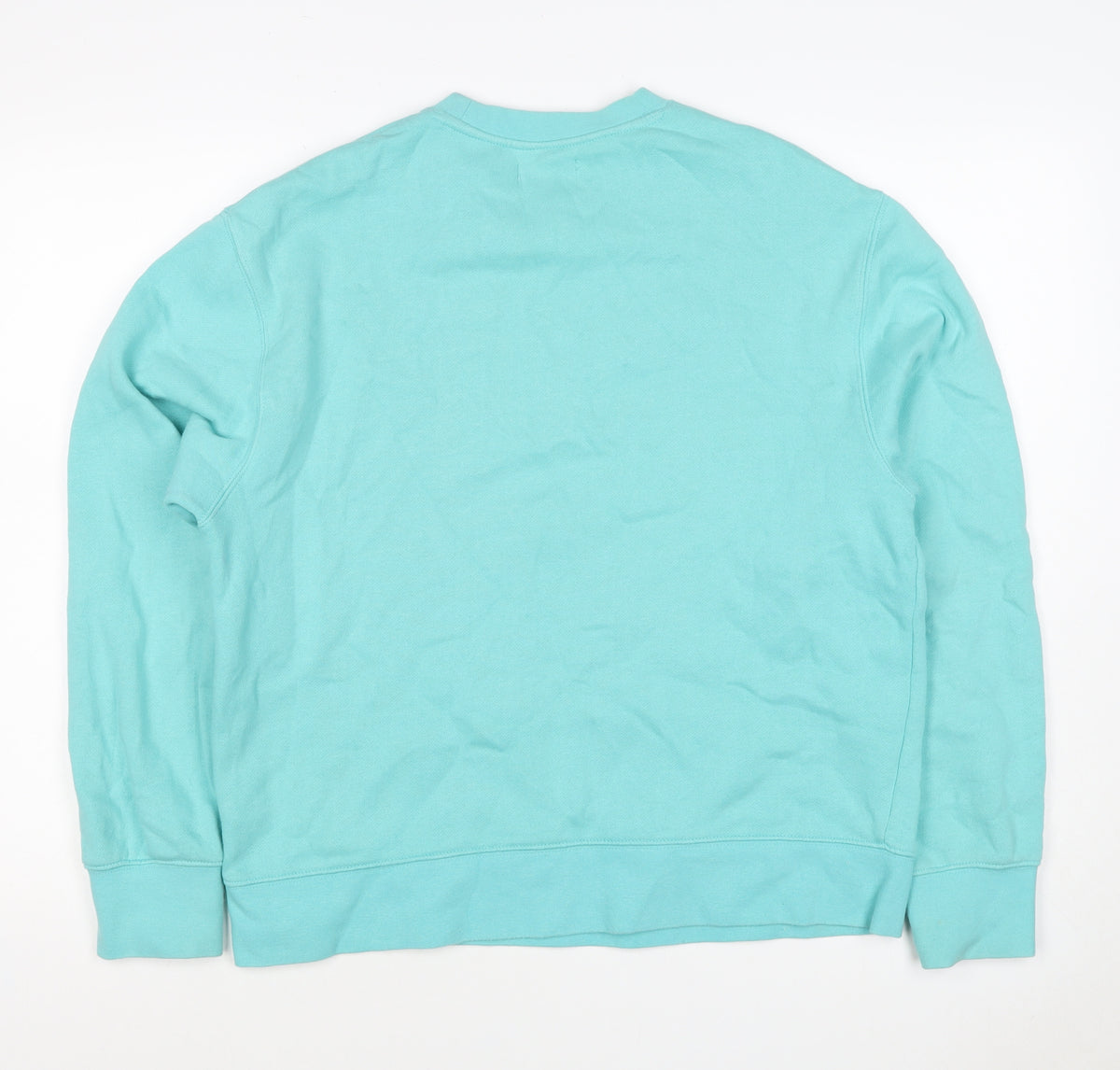 Close-up detail of Topman Men's Blue S Pullover Crew Neck Cotton Blend Sweatshirt