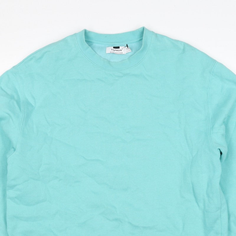 Additional view of Topman Men's Blue S Pullover Crew Neck Cotton Blend Sweatshirt