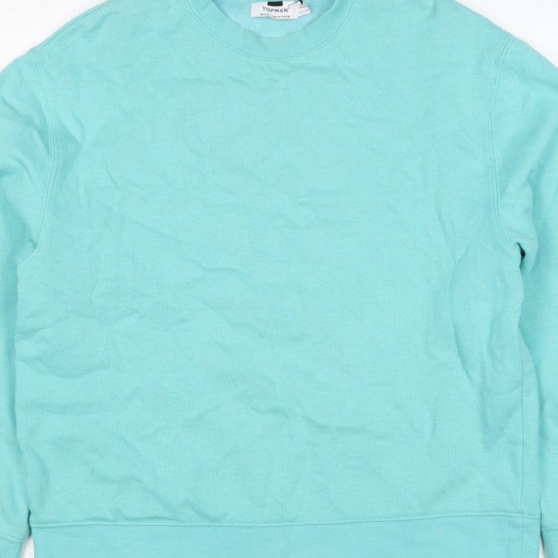 Additional view of Topman Men's Blue S Pullover Crew Neck Cotton Blend Sweatshirt
