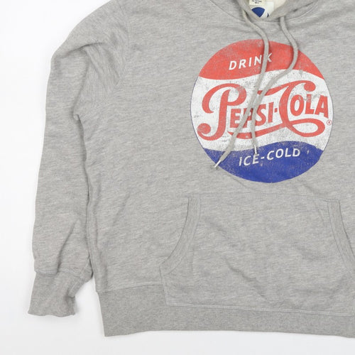 H&M L.O.G.G. Men Grey L Pepsi-Cola Graphic Pullover Hoodie