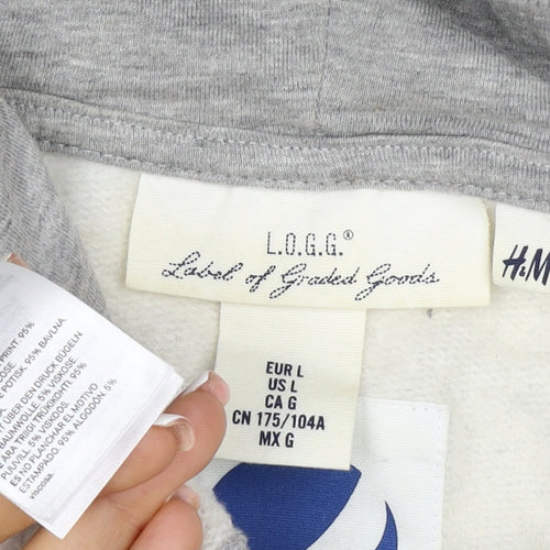H&M L.O.G.G. Men Grey L Pepsi-Cola Graphic Pullover Hoodie