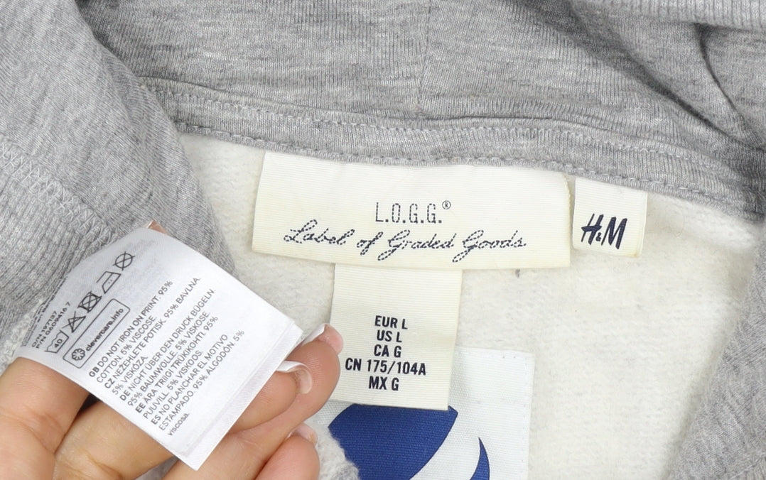 H&M L.O.G.G. Men Grey L Pepsi-Cola Graphic Pullover Hoodie