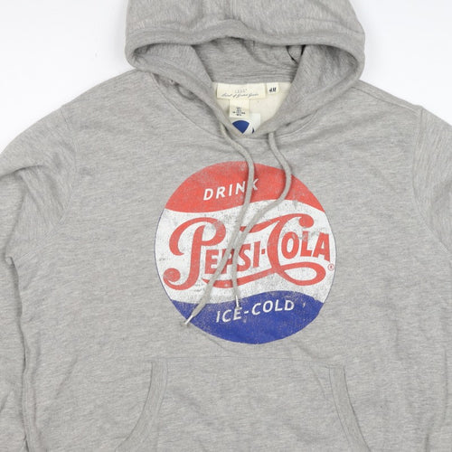 H&M L.O.G.G. Men Grey L Pepsi-Cola Graphic Pullover Hoodie