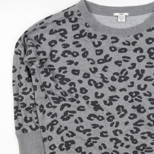 Mamas & Papas Women Grey Leopard Print Pocket Sweatshirt UK 10 Pullover