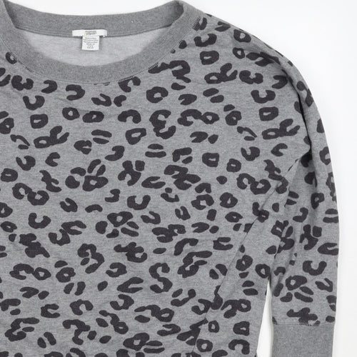 Mamas & Papas Women Grey Leopard Print Pocket Sweatshirt UK 10 Pullover