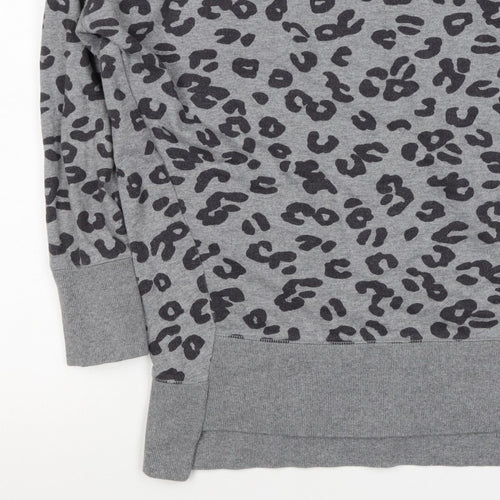 Mamas & Papas Women Grey Leopard Print Pocket Sweatshirt UK 10 Pullover