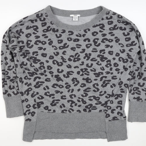 Mamas & Papas Women Grey Leopard Print Pocket Sweatshirt UK 10 Pullover