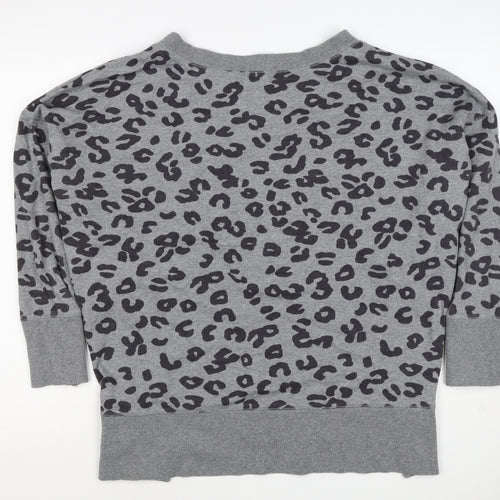 Mamas & Papas Women Grey Leopard Print Pocket Sweatshirt UK 10 Pullover