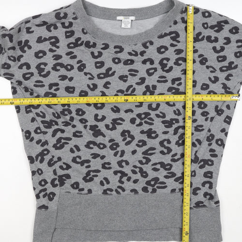 Mamas & Papas Women Grey Leopard Print Pocket Sweatshirt UK 10 Pullover