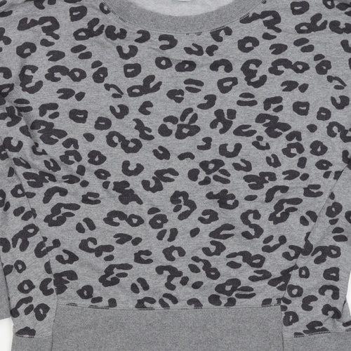 Mamas & Papas Women Grey Leopard Print Pocket Sweatshirt UK 10 Pullover