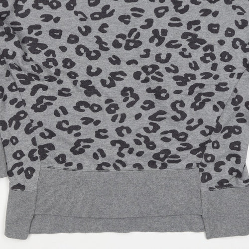 Mamas & Papas Women Grey Leopard Print Pocket Sweatshirt UK 10 Pullover