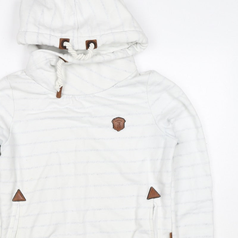 Additional view of Naketano Women's White M Striped Pullover Hoodie Hooded Pockets