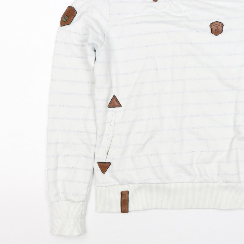 Additional view of Naketano Women's White M Striped Pullover Hoodie Hooded Pockets
