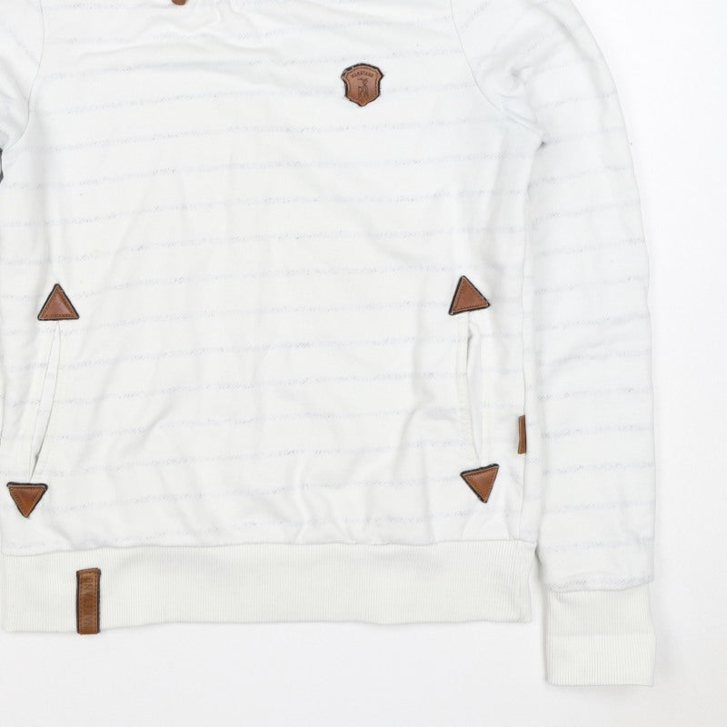 Additional view of Naketano Women's White M Striped Pullover Hoodie Hooded Pockets