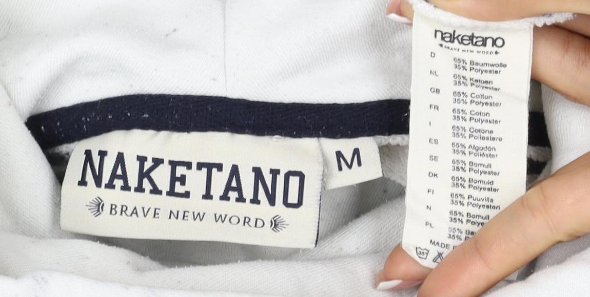 Additional view of Naketano Women's White M Striped Pullover Hoodie Hooded Pockets