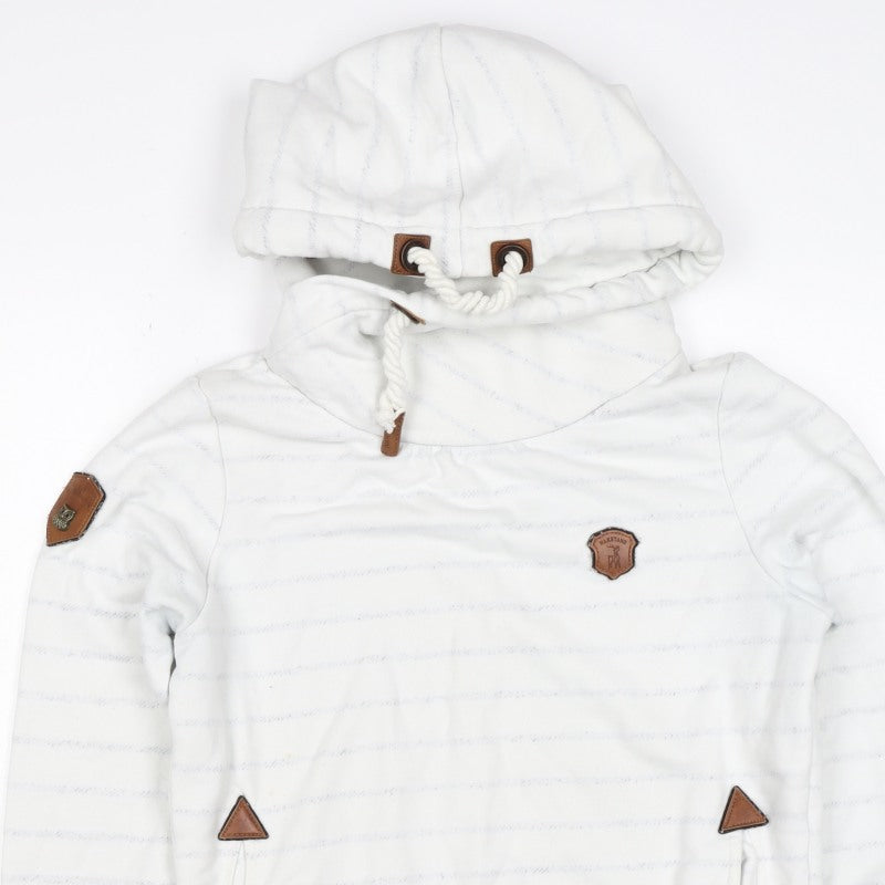 Additional view of Naketano Women's White M Striped Pullover Hoodie Hooded Pockets