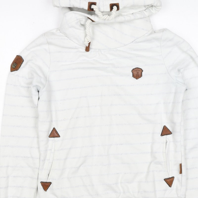 Additional view of Naketano Women's White M Striped Pullover Hoodie Hooded Pockets