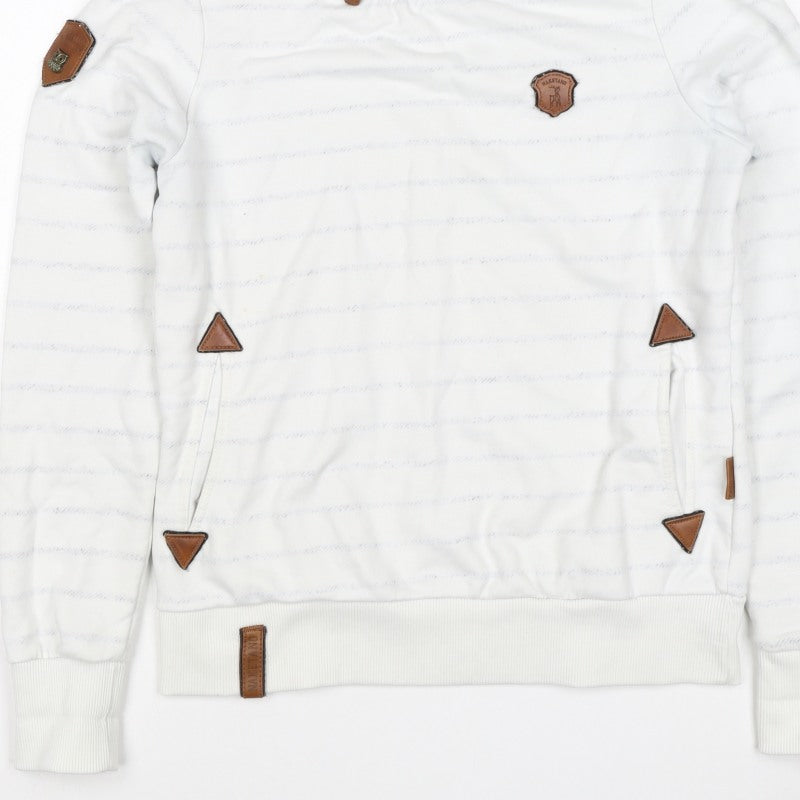 Additional view of Naketano Women's White M Striped Pullover Hoodie Hooded Pockets
