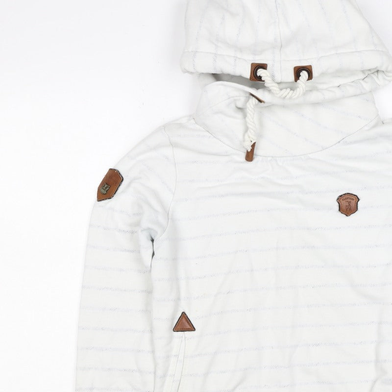 Additional view of Naketano Women's White M Striped Pullover Hoodie Hooded Pockets