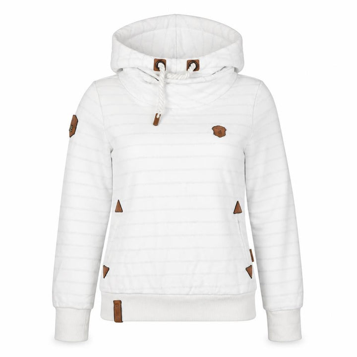 Naketano Women's White M Striped Pullover Hoodie Hooded Pockets