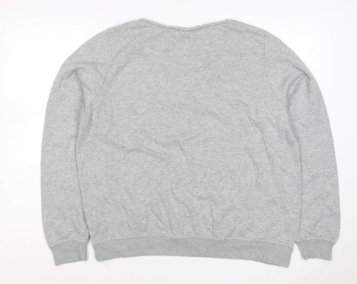 Close-up detail of Nike Women’s Grey L Logo Crew Neck Pullover Sweatshirt with Pockets