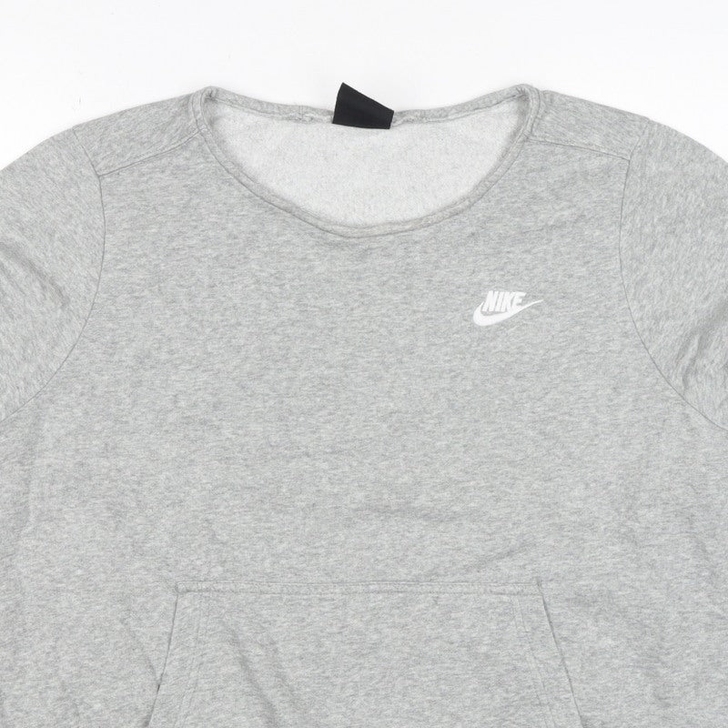 Additional view of Nike Women’s Grey L Logo Crew Neck Pullover Sweatshirt with Pockets