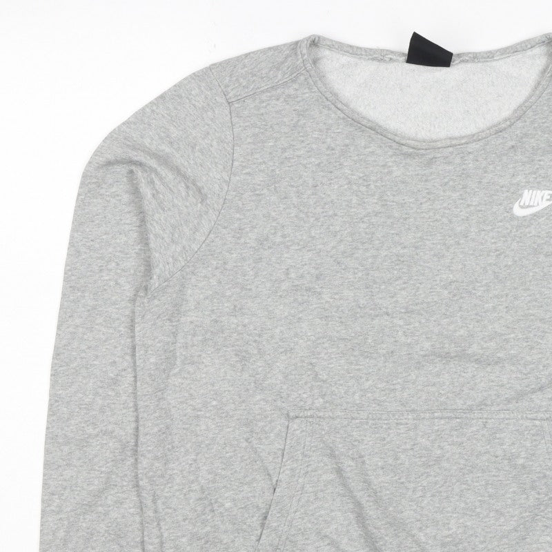 Additional view of Nike Women’s Grey L Logo Crew Neck Pullover Sweatshirt with Pockets