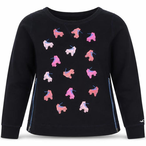 Hollister Women’s Black L Roller Skate Graphic Raglan Sweatshirt